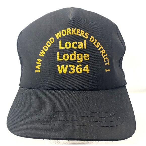 VTG Black Local Lodge 364 Snapback Trucker Hat OS Wood Workers Union Grandpa USA - Picture 1 of 12